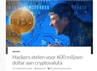 Nieuwsbericht hackers en crypto
